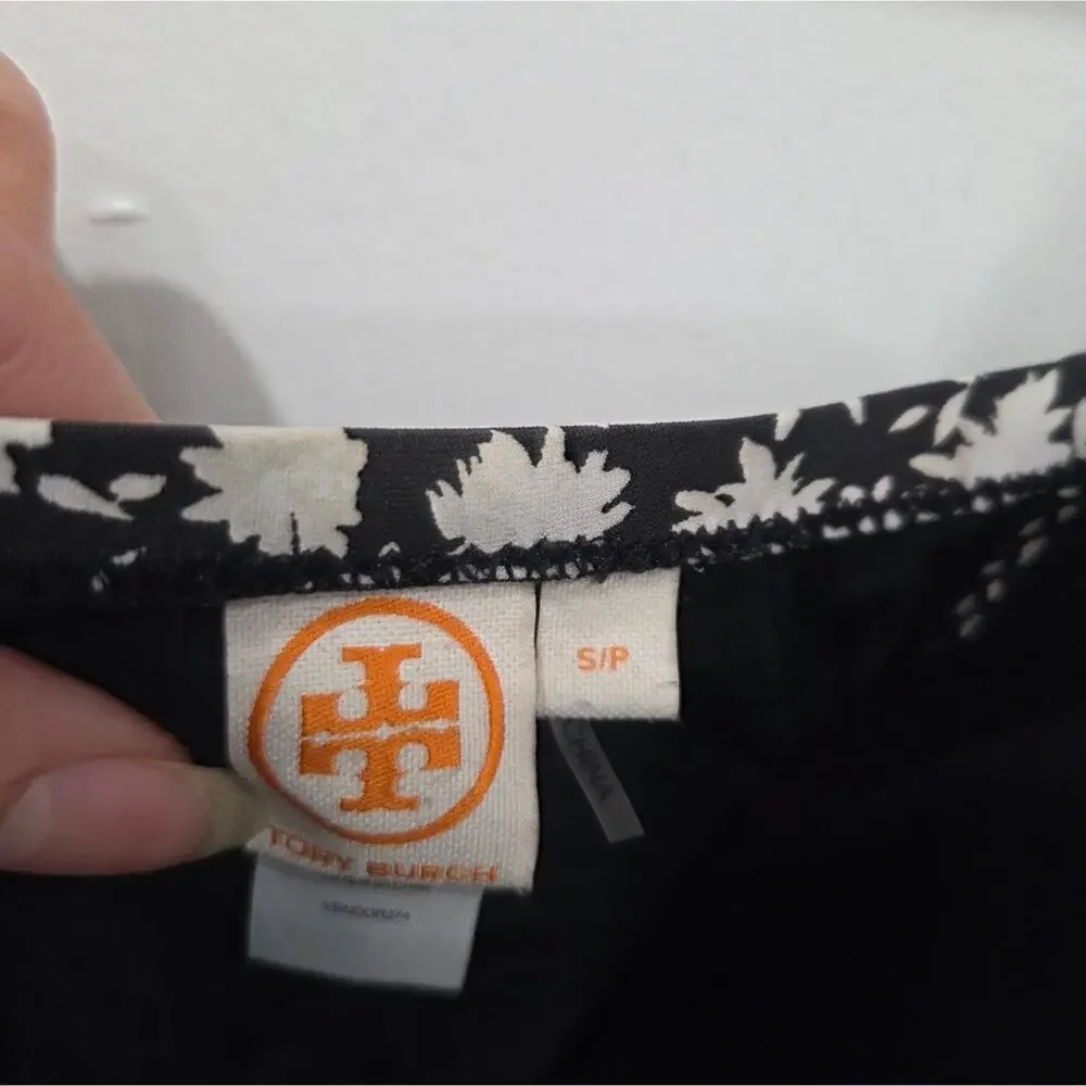 Tory Burch Floral One-Piece Black Cream Orchard Floral Swimsuit Small